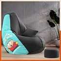 Biggie Bean Bag with Beans Filled 5XL VibeBoost Premium Bean Bag with Free Cushion and Footrest - Official : Crazy Cool Combo (Matching Color : Regular, Screw U Guys-Black)