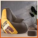 Biggie Bean Bag with Beans Filled 5XL VibeBoost Premium Bean Bag with Free Cushion and Footrest - Official : Couple?s Corner Combo (Matching Color : Regular, Snicker-Brown)