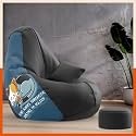Biggie Bean Bag with Beans Filled 5XL VibeBoost Premium Bean Bag with Free Cushion and Footrest - Official : Sass &amp; Smirk Combo (Matching Color : Regular, Sometimes I Am Asleep-Black)