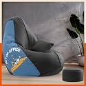 Biggie Bean Bag with Beans Filled 5XL VibeBoost Premium Bean Bag with Free Cushion and Footrest - Official : Professional Retreat Combo (Matching Color : Regular, Out of Office-Black)