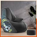 Biggie Bean Bag with Beans Filled 5XL VibeBoost Premium Bean Bag with Free Cushion and Footrest - Official : Rebel Rave Combo (Matching Color : Regular, Real 6 Pack Gym-Black)