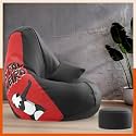 Biggie Bean Bag with Beans Filled 5XL VibeBoost Premium Bean Bag with Free Cushion and Footrest - Official : Bro-Approved Combo (Matching Color : Regular, Panda Stay Weird-Black)