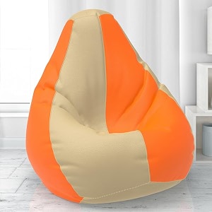 biggie bean bag with beans filled 6xl- official lazy sacks bean bags - max user height  6-65 ft - weight  99-110 kgsmodel cream orange