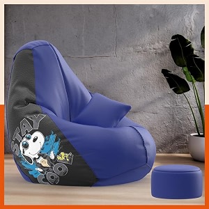 biggie bean bag with beans filled 6xl vibeboost premium bean bag with free cushion and footrest - official  bro-approved combo matching color  regular stay cool-blue