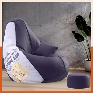 biggie bean bag with beans filled 6xl vibeboost premium bean bag with free cushion and footrest - official  couples corner combo matching color  regular open up to you-indigo