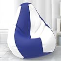 Biggie Bean Bag with Beans Filled 6XL- Official: Lazy Sacks Bean Bags - Max User Height : 6-6.5 Ft. - Weight : 99-110 Kgs(Model: Blue White)