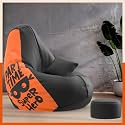 Biggie Bean Bag with Beans Filled 6XL VibeBoost Premium Bean Bag with Free Cushion and Footrest - Official : Epic Vibes Combo (Matching Color : Regular, Part Time Super Hero-Black)