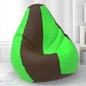 Biggie Bean Bag with Beans Filled 6XL- Official: Lazy Sacks Bean Bags - Max User Height : 6-6.5 Ft. - Weight : 99-110 Kgs(Model: Brown Parrot Green)