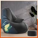 Biggie Bean Bag with Beans Filled 6XL VibeBoost Premium Bean Bag with Free Cushion and Footrest - Official : Snooze Squad Combo (Matching Color : Regular, Sleeping-Black)