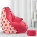 Biggie Bean Bag with Beans Filled 6XL Bean Bag with Free Cushion Footrest - Official : InkedInComfort Combo (Matching Color : Printed, Strawberry - H - Pink White)