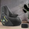 Biggie Bean Bag with Beans Filled XXXL Bean Bag with Free Cushion Footrest - Official : PrintZen Combo (Matching Color : Printed, Problema-Black)