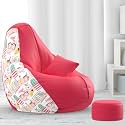 Biggie Bean Bag with Beans Filled XXXL Bean Bag with Free Cushion and Footrest - Official : GraphicNook Combo (Matching Color : Printed, Study Time - H - Pink White)