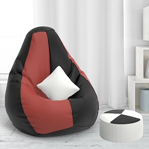 biggie bean bag with beans filled xxxxl bean bag with free cushion footrest - official  zensackcolor  black tan-brown