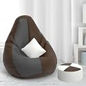 Biggie Bean Bag with Beans Filled XXXXL Bean Bag with Free Cushion Footrest - Official : ZenSack(Color : Brown Dark-Grey)