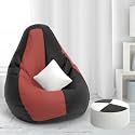 Biggie Bean Bag with Beans Filled XXXXL Bean Bag with Free Cushion Footrest - Official : ZenSack(Color : Black Tan-Brown)