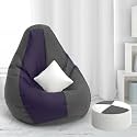 Biggie Bean Bag with Beans Filled XXXXL Bean Bag with Free Cushion Footrest - Official : ZenSack(Color : Dark-Grey Indigo)