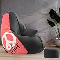 Biggie Bean Bag with Beans Filled XXXXL Bean Bag with Free Cushion and Footrest - Official : PrintZen Combo (Matching Color : Printed, Shanti-Black)