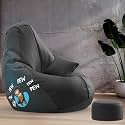 Biggie Bean Bag with Beans Filled XXXXXL Bean Bag with Free Cushion Footrest - Official : PrintZen Combo (Matching Color : Printed, Pewpew-Black)