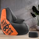 Biggie Bean Bag with Beans Filled XXXXXL Bean Bag with Free Cushion and Footrest - Official : PrintZen Combo (Matching Color : Printed, Part Time Super Hero-Black)