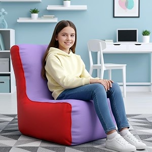 biggie bean bag kids bean bag chair with beans filled-perfect for living roombedroomstudy-sale designregular-lavender red-faux leather