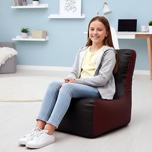 biggie bean bag kids bean bag chair with beans filled-perfect for living roombedroomstudy-sale designregular-black maroon-faux leather