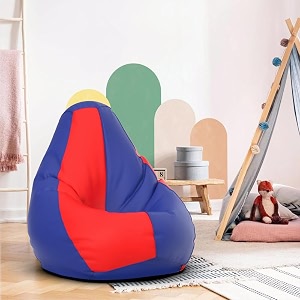 biggie bean bag kids bean bag chair with beans filled-perfect for living roombedroomstudy-sale designregular-blue red-faux leather