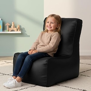 biggie bean bag kids bean bag chair with beans filled-perfect for living roombedroomstudy-sale designpremium-black-faux leather