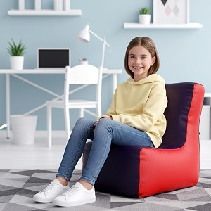 biggie bean bag kids bean bag chair with beans filled-perfect for living roombedroomstudy-sale designregular-indigo red-faux leather