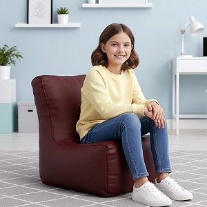 biggie bean bag kids bean bag chair with beans filled-perfect for living roombedroomstudy-sale designregular-maroon-faux leather