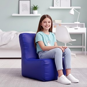 biggie bean bag kids bean bag chair with beans filled-perfect for living roombedroomstudy-sale designregular-blue-faux leather