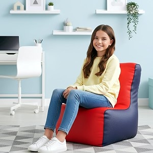 biggie bean bag kids bean bag chair with beans filled-perfect for living roombedroomstudy-sale designregular-red indigo-faux leather