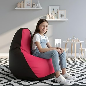 biggie bean bag kids bean bag chair with beans filled-perfect for living roombedroomstudy-sale designregular-brown pink-faux leather