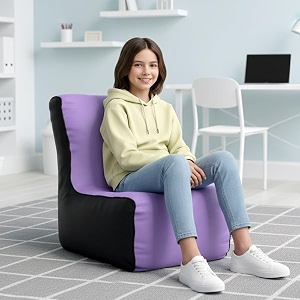 biggie bean bag kids bean bag chair with beans filled-perfect for living roombedroomstudy-sale designregular-lavender black-faux leather
