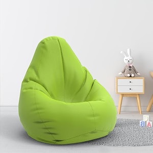 biggie bean bag kids bean bag chair with beans filled-perfect for living roombedroomstudy-sale designregular-pea-green-faux leather