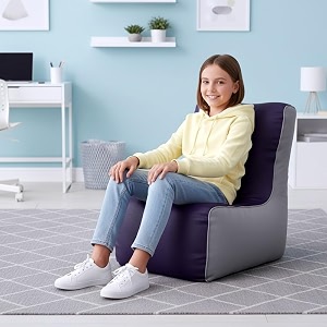 biggie bean bag kids bean bag chair with beans filled-perfect for living roombedroomstudy-sale designregular-indigo light-grey-faux leather