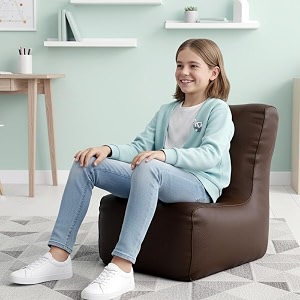 biggie bean bag kids bean bag chair with beans filled-perfect for living roombedroomstudy-sale designregular-brown-faux leather