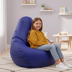 biggie bean bag kids bean bag chair with beans filled-perfect for living roombedroomstudy-sale designregular-blue-faux leather