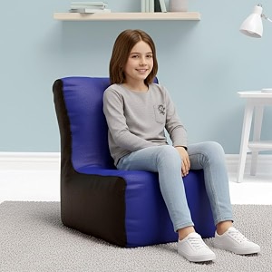 biggie bean bag kids bean bag chair with beans filled-perfect for living roombedroomstudy-sale designregular-blue black-faux leather