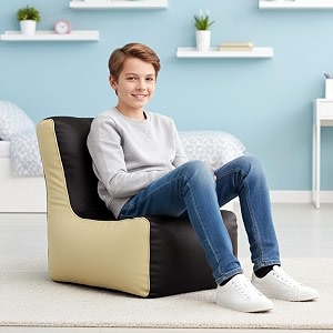 biggie bean bag kids bean bag chair with beans filled-perfect for living roombedroomstudy-sale designregular-black cream-faux leather