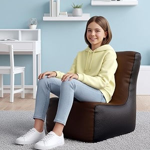 biggie bean bag kids bean bag chair with beans filled-perfect for living roombedroomstudy-sale designregular-brown black-faux leather