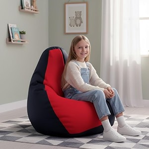 biggie bean bag kids bean bag chair with beans filled-perfect for living roombedroomstudy-sale designregular-black red-faux leather