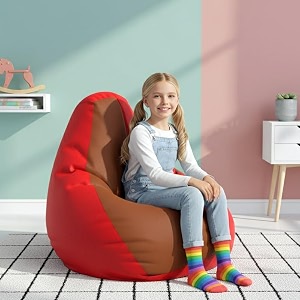 biggie bean bag kids bean bag chair with beans filled-perfect for living roombedroomstudy-sale designregular-red tan-brown-faux leather