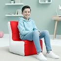 Biggie Bean Bag Kids Bean Bag Chair with Beans Filled-Perfect for Living Room,Bedroom,Study-Sale Design(Regular-Red White)-Faux Leather