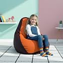 Biggie Bean Bag Kids Bean Bag Chair with Beans Filled-Perfect for Living Room,Bedroom,Study-Sale Design(Regular-Maroon Orange)-Faux Leather