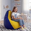 Biggie Bean Bag Kids Bean Bag Chair with Beans Filled-Perfect for Living Room,Bedroom,Study-Sale Design(Regular-Blue Yellow)-Faux Leather