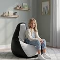 Biggie Bean Bag Kids Bean Bag Chair with Beans Filled-Perfect for Living Room,Bedroom,Study-Sale Design(Regular-Black White)-Faux Leather