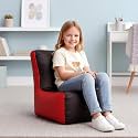 Biggie Bean Bag Kids Bean Bag Chair with Beans Filled-Perfect for Living Room,Bedroom,Study-Sale Design(Regular-Black Red)-Faux Leather