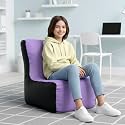 Biggie Bean Bag Kids Bean Bag Chair with Beans Filled-Perfect for Living Room,Bedroom,Study-Sale Design(Regular-Lavender Black)-Faux Leather