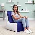 Biggie Bean Bag Kids Bean Bag Chair with Beans Filled-Perfect for Living Room,Bedroom,Study-Sale Design(Regular-Blue White)-Faux Leather