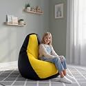Biggie Bean Bag Kids Bean Bag Chair with Beans Filled-Perfect for Living Room,Bedroom,Study-Sale Design(Regular-Black Yellow)-Faux Leather